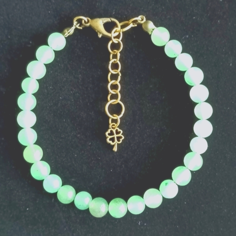 Self Love Harmony Green Aventurine Crystal Four Leaf Clover Handcrafted Bracelet